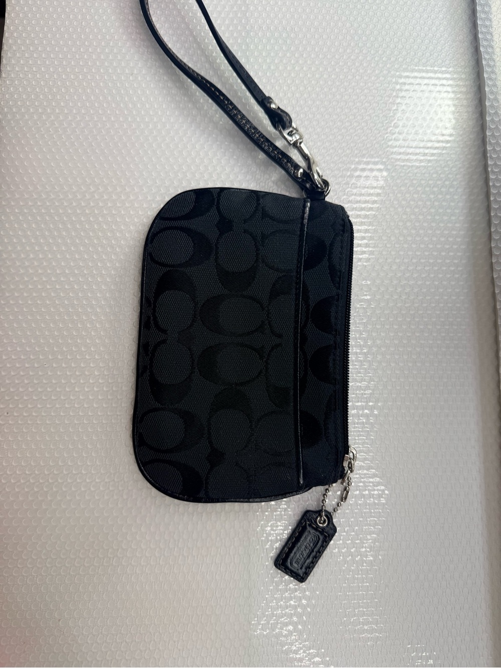 Coach Black Signature Wristlet Phone Case